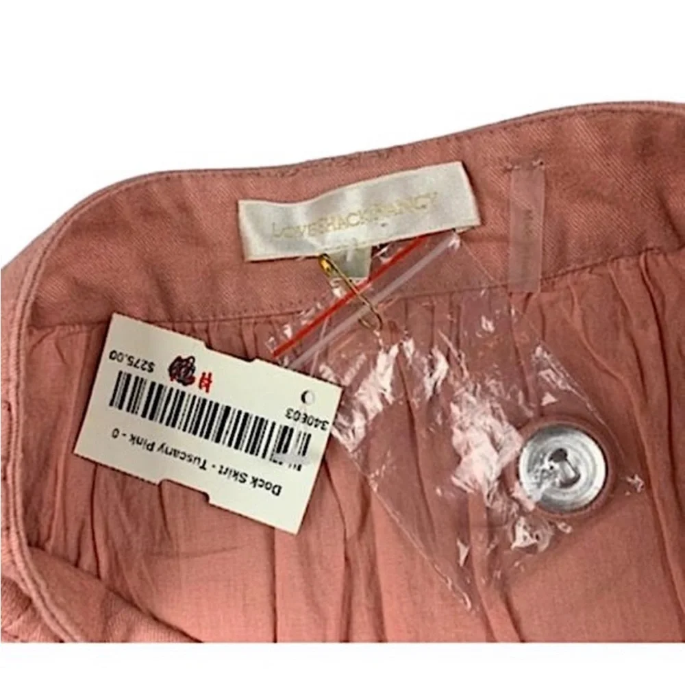 New LoveShackFancy Dock Mini Skirt Tuscany Pink Cotton 0 - Picture 9 of 12
